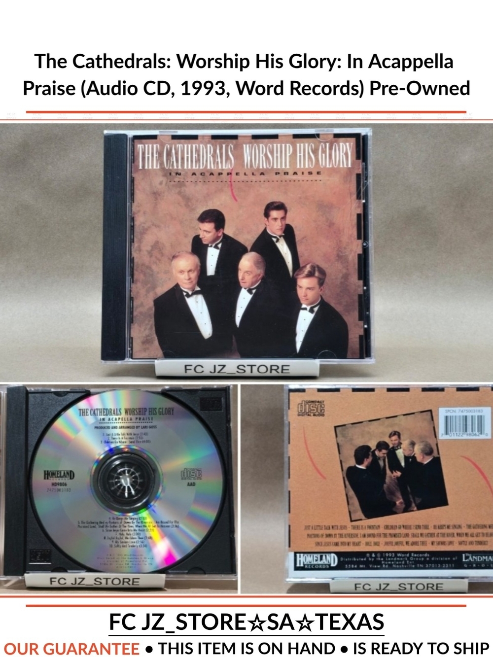 The Cathedrals: Worship His Glory: In Acappella Praise (Audio CD, 1993, Word....